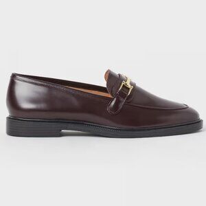 H&M Premium label Burgundy Leather loafers with Gold buckle